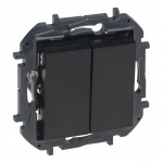 Вимикач прохідний LEGRAND Niloé Step 2-клавішний (сх.6+6) 10А чорний