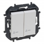 Выключатель с подсветкой LEGRAND Niloé Step 2-клавишный (сх.5) 10А белый