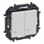 Выключатель проходной LEGRAND Niloé Step 2-клавишный с подсветкой (сх.6+6) 10А белый