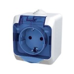 Розетка SCHNEIDER CEDAR WDE000543 із заземленням з защіт.шторкамі прозора кришка IP 44 біла