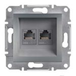 Розетка SCHNEIDER ASFORA EPH4400162 комп. 2 * RJ45 кат.5е подвійна сталь