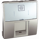 Розетка SCHNEIDER UNICA комп. неекранована RJ45 кат.5е 2 мод. алюміній