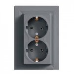 Розетка SCHNEIDER ASFORA EPH9900162 з з/к подвійна вертикальна сталь