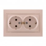 Розетка LEZARD Mira 701-3030-127В подвійна з заземлюючим контактом перлинно-біла