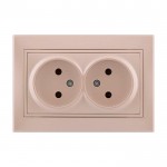 Розетка LEZARD Mira 701-3030-128В подвійна без заземлюючого контакту перлинно-біла