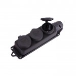 Розетка/колодка LEZARD зовнішньої установки 106-0400-0101 потрійна з заглушками 2Р+РЕ 1х16А 220-240V