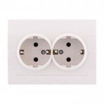 Розетка LEZARD Deriy 702-0202-127 c заземлюючим контактом подвійна біла