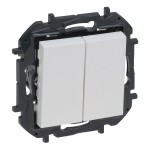 Вимикач прохідний LEGRAND Niloé Step 2-клавішний (сх.6+6) 10А білий