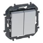 Вимикач LEGRAND Niloé Step 2-клавішний (сх.5) 10А алюміній