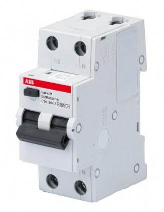 Дифференциальный автовыключатель АВВ BASIC M 1Р+N 25А 30мА ТИП АС BMR415C25