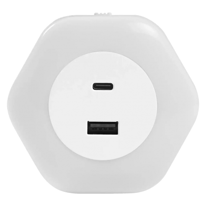 Нічник розетковий OSRAM LEDVANCE LUNETTA HEXAGON 830 USB A C WT