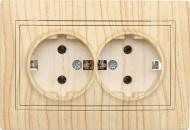 Розетка LEZARD Mira 701-5252-127В двойная с заземляющим контактом дуб выбеленный матовый