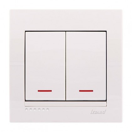 Выключатель LEZARD Deriy 702-0202-112 2кл. с подсветкой белый