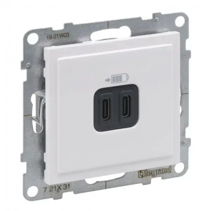 Розетка LEGRAND Suno USB Тип С+C 15Вт 5В белая