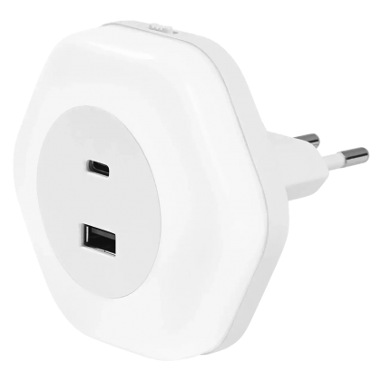 Нічник розетковий OSRAM LEDVANCE LUNETTA HEXAGON 830 USB A C WT