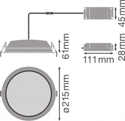 Світильник OSRAM LEDVANCE DL ALU DN200 25W/3000K WT світлодіодний круглий