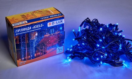 Гирлянда внешняя DELUX ICICLE 108LED 2x1m 27 flash синий/черный IP44 EN