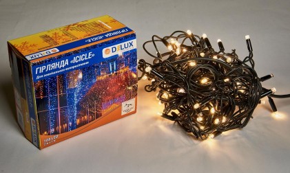 Гирлянда внешняя DELUX ICICLE 108LED 2x1m 27 flash теплый белый/черный IP44 EN