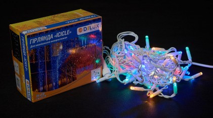 Гирлянда внешняя DELUX ICICLE 75LED 2x0.7m 18 flash мульти/белый IP44 EN