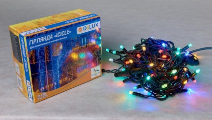 Гирлянда внешняя DELUX ICICLE 75LED 2x0.7m 18 flash мульти/черный IP44 EN