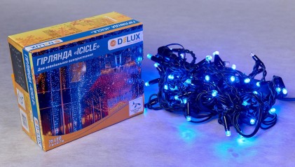 Гирлянда внешняя DELUX ICICLE 75LED 2x0.7m 18 flash синий/черный IP44 EN