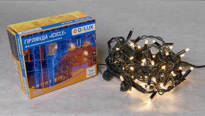 Гирлянда внешняя DELUX ICICLE 75LED 2x0.7m 18 flash теплый белый/черный IP44 EN