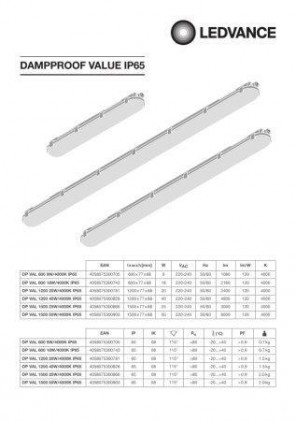 Світильник OSRAM DAMP PROOF VALUE LED 1200 40W 4000K IP65 пиловологозахищений