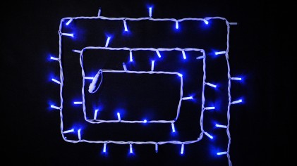 Гирлянда внешняя DELUX STRING 100LED 10m (2*5m) 20 flash синий/белый IP44 EN