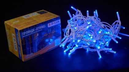 Гирлянда внешняя DELUX STRING 100LED 10m (2*5m) 20 flash синий/белый IP44 EN