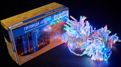 Гирлянда внешняя DELUX STRING 200LED 20m (2*10m) 40 flash мульти/белый IP44 EN