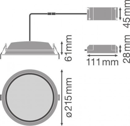 Світильник OSRAM LEDVANCE DL ALU DN200 35W/3000K WT світлодіодний круглий