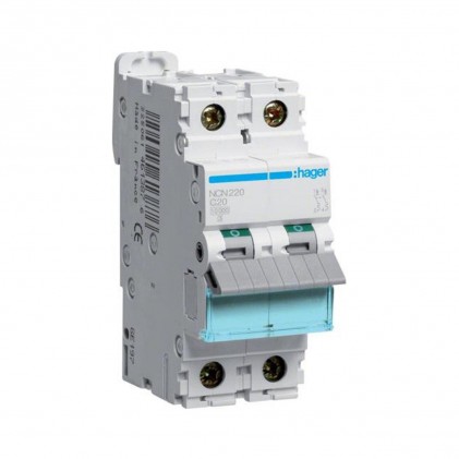 Автовыключатель HAGER 20А 2п С 10 kA 2м NCN220