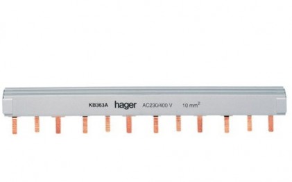 Шина Hager KB363A штирьова 3-полюсна 63A 12 модулів з ізоляцією
