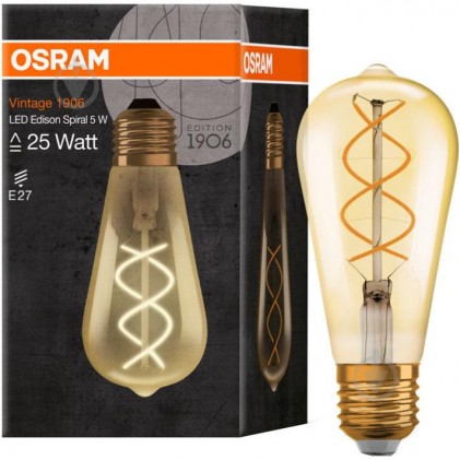 Led лампа OSRAM 1906LEDISON 5W/820 230V FIL E27 светодиодная