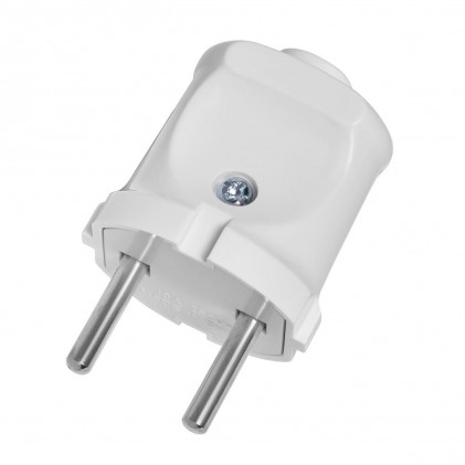 Вилка DELUX CT21 однофазная без заземления 6А 250V IP40 1300W белая