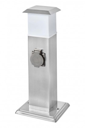 Светильник DELUX TOWER SMS-202GL IP44 E14+2 розетки с з/к и крышкой нерж.сталь садово-парковый