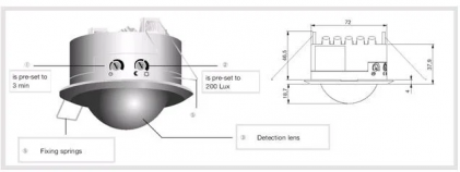 Датчик руху і присутності HAGER прихованої установки IP-21 білий 360° EE805A