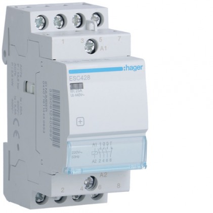 Контактор HAGER 3н.о.+1н.з. 25А 230В АС 2м ESC428