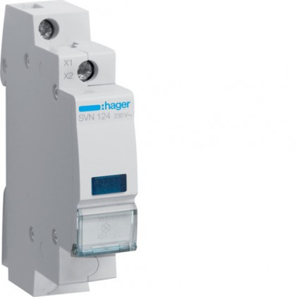 Индикатор фазы HAGER на DIN рейку (синий) 1м светодиод 230В АС SVN124