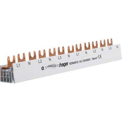 Шина Hager KDN451D вилочна 3П+N 63A 12 модулів з ізоляцією