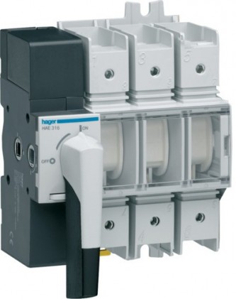 Выключатель нагрузки модульный с видимым разрывом HAGER до 70мм? 3п 160А HAE316