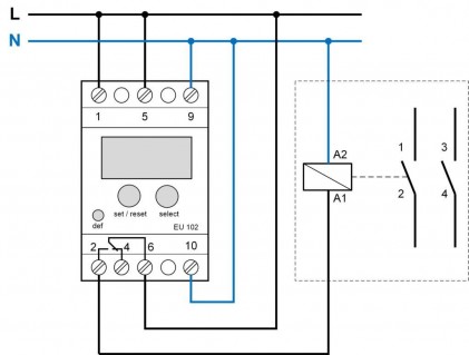 Реле контроля напряжения HAGER EU102 1-фазное 2м с встроенным вольтметром