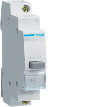 Кнопка управления HAGER с фиксацией 16А 1 н.о. 1м 230В АС SVN312