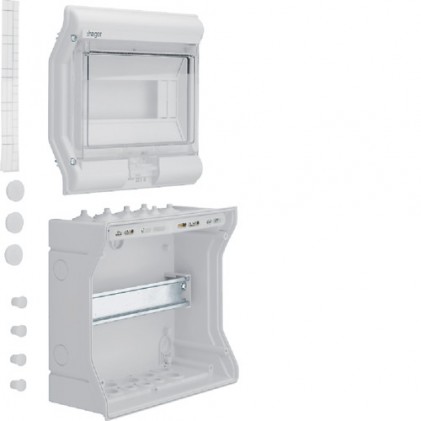 Щит накладний HAGER VECTOR 1 ряд 10 мод. VE110D прозорі двері