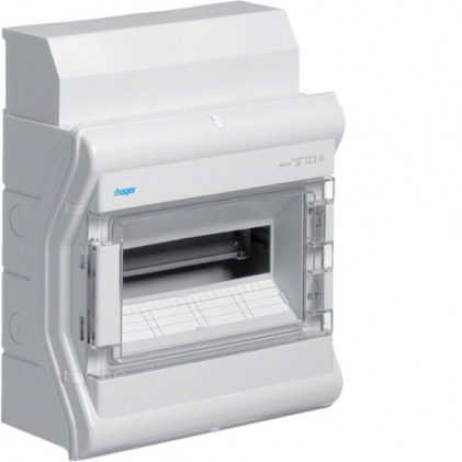 Щит накладной HAGER VECTOR 1 ряд 12(14) мод. VE112DN прозрачная дверь