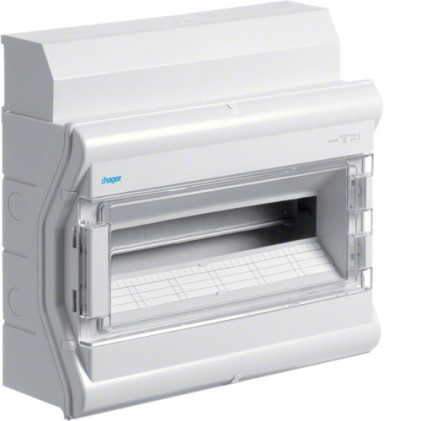 Щит накладний HAGER VECTOR 1 ряд 18 (20) мод. VE118DN прозорі двері