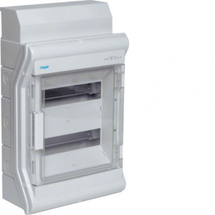 Щит накладной HAGER VECTOR 2 ряда 24(28) мод. VE212DN прозрачная дверь