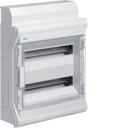 Щит накладний HAGER VECTOR 2 ряди 36 (40) мод. VE218DN прозорі двері