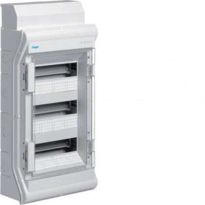 Щит накладний HAGER VECTOR 3 ряди 36 (42) мод. VE312DN прозорі двері