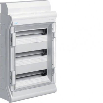 Щит накладний HAGER VECTOR 3 ряди 54 (60) мод. VE318DN прозорі двері